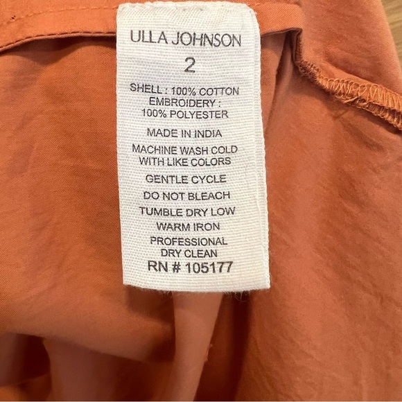 ULLA JOHNSON | SCARLETTE TUNIC TOP | Size 2 | NWT | Orange - Picture 12 of 16